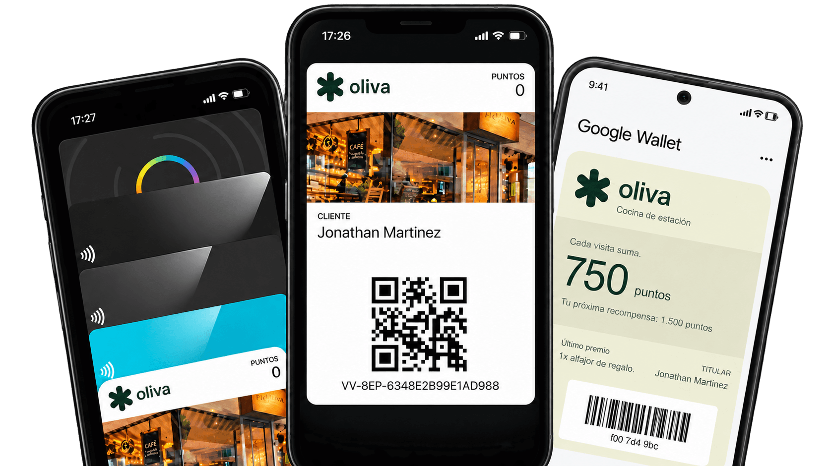 Tarjetas de fidelización de Oliva en Apple Wallet y Google Wallet